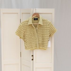 Cropped Button Up Y2K Bubble Shirt